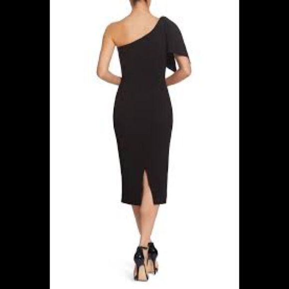 Dress the population NWT Tiffany 1 shoulder black midi dress size small - Picture 2 of 14